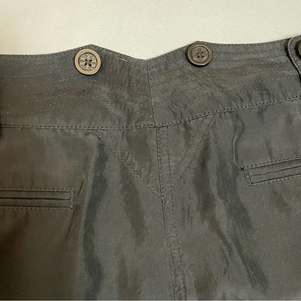 Tory Burch Dark Grey Silk Cropped Cargo Pants Size 12